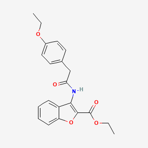 molecular formula C21H21NO5 B2461533 Ethyl 3-(2-(4-ethoxyphenyl)acetamido)benzofuran-2-carboxylate CAS No. 847406-15-9