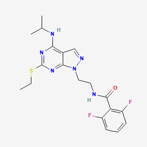 molecular formula C19H22F2N6OS B2461538 N-(2-(6-(ethylthio)-4-(isopropylamino)-1H-pyrazolo[3,4-d]pyrimidin-1-yl)ethyl)-2,6-difluorobenzamide CAS No. 941897-05-8