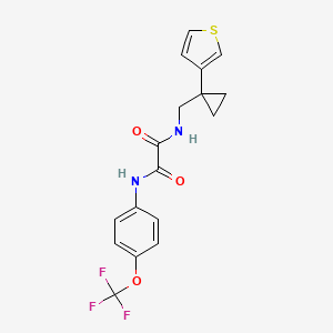 molecular formula C17H15F3N2O3S B2461543 N-{[1-(thiophen-3-yl)cyclopropyl]methyl}-N'-[4-(trifluoromethoxy)phenyl]ethanediamide CAS No. 2415454-42-9