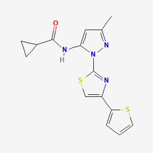 N-(3-methyl-1-(4-(thiophen-2-yl)thiazol-2-yl)-1H-pyrazol-5-yl)cyclopropanecarboxamide