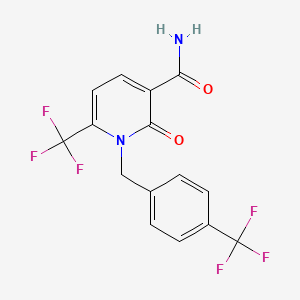 molecular formula C15H10F6N2O2 B2461656 2-oxo-6-(Trifluoromethyl)-1-(4-(trifluoromethyl)benzyl)-1,2-dihydro-3-pyridinecarboxamide CAS No. 338977-36-9