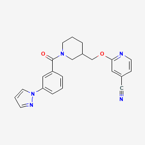2-[[1-(3-Pyrazol-1-ylbenzoyl)piperidin-3-yl]methoxy]pyridine-4-carbonitrile