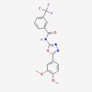 molecular formula C18H14F3N3O4 B2461668 N-[5-(3,4-dimethoxyphenyl)-1,3,4-oxadiazol-2-yl]-3-(trifluoromethyl)benzamide CAS No. 941870-42-4