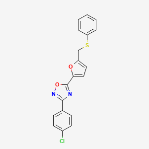 molecular formula C19H13ClN2O2S B2461675 3-(4-Chlorophenyl)-5-(5-((phenylthio)methyl)furan-2-yl)-1,2,4-oxadiazole CAS No. 1114908-73-4