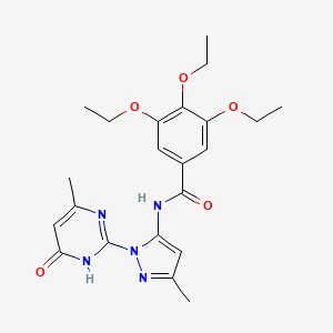 molecular formula C22H27N5O5 B2461677 3,4,5-triethoxy-N-(3-methyl-1-(4-methyl-6-oxo-1,6-dihydropyrimidin-2-yl)-1H-pyrazol-5-yl)benzamide CAS No. 1019099-48-9