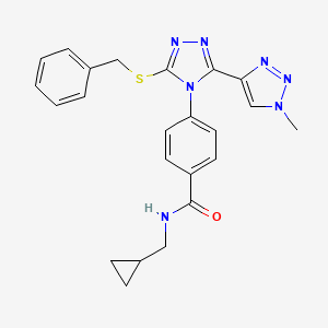 molecular formula C23H23N7OS B2461684 4-[3-Benzylsulfanyl-5-(1-methyltriazol-4-yl)-1,2,4-triazol-4-yl]-N-(cyclopropylmethyl)benzamide CAS No. 2380056-77-7