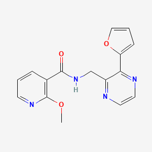 molecular formula C16H14N4O3 B2461697 N-((3-(furan-2-yl)pyrazin-2-yl)methyl)-2-methoxynicotinamide CAS No. 2034427-99-9