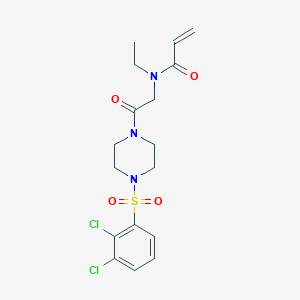 molecular formula C17H21Cl2N3O4S B2461719 N-[2-[4-(2,3-Dichlorophenyl)sulfonylpiperazin-1-yl]-2-oxoethyl]-N-ethylprop-2-enamide CAS No. 2361679-54-9