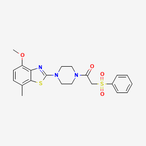 molecular formula C21H23N3O4S2 B2461728 1-(4-(4-Methoxy-7-methylbenzo[d]thiazol-2-yl)piperazin-1-yl)-2-(phenylsulfonyl)ethanone CAS No. 897487-48-8