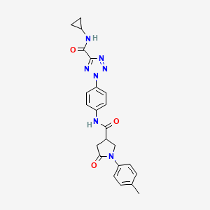 molecular formula C23H23N7O3 B2461733 N-cyclopropyl-2-(4-(5-oxo-1-(p-tolyl)pyrrolidine-3-carboxamido)phenyl)-2H-tetrazole-5-carboxamide CAS No. 1396683-26-3