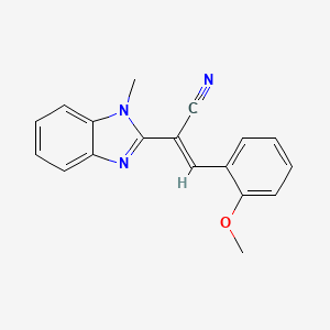 molecular formula C18H15N3O B2461741 (E)-3-(2-甲氧基苯基)-2-(1-甲基-1H-苯并咪唑-2-基)丙烯腈 CAS No. 1351509-58-4