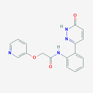 molecular formula C17H14N4O3 B2461773 N-(2-(6-oxo-1,6-dihydropyridazin-3-yl)phenyl)-2-(pyridin-3-yloxy)acetamide CAS No. 1448137-00-5