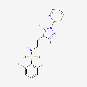 molecular formula C18H18F2N4O2S B2461808 N-(2-(3,5-dimethyl-1-(pyridin-2-yl)-1H-pyrazol-4-yl)ethyl)-2,6-difluorobenzenesulfonamide CAS No. 2034537-70-5