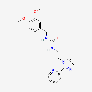 molecular formula C20H23N5O3 B2461882 1-(3,4-dimethoxybenzyl)-3-(2-(2-(pyridin-2-yl)-1H-imidazol-1-yl)ethyl)urea CAS No. 2034506-35-7