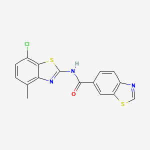 molecular formula C16H10ClN3OS2 B2461918 N-(7-chloro-4-methyl-1,3-benzothiazol-2-yl)-1,3-benzothiazole-6-carboxamide CAS No. 862807-47-4