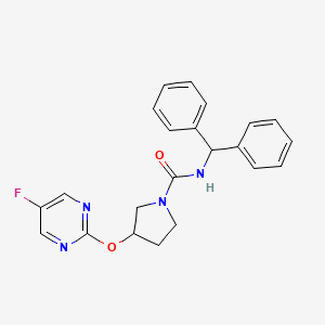 molecular formula C22H21FN4O2 B2461919 N-benzhydryl-3-((5-fluoropyrimidin-2-yl)oxy)pyrrolidine-1-carboxamide CAS No. 2034296-48-3