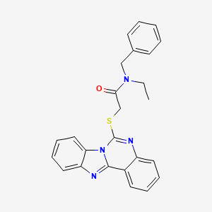 molecular formula C25H22N4OS B2461967 N-benzyl-N-ethyl-2-{8,10,17-triazatetracyclo[8.7.0.0^{2,7}.0^{11,16}]heptadeca-1(17),2,4,6,8,11(16),12,14-octaen-9-ylsulfanyl}acetamide CAS No. 896707-33-8