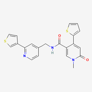 molecular formula C21H17N3O2S2 B2461972 1-methyl-6-oxo-4-(thiophen-2-yl)-N-((2-(thiophen-3-yl)pyridin-4-yl)methyl)-1,6-dihydropyridine-3-carboxamide CAS No. 2034307-93-0
