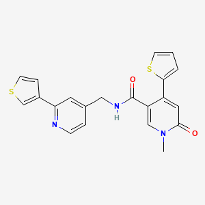 1-methyl-6-oxo-4-(thiophen-2-yl)-N-((2-(thiophen-3-yl)pyridin-4-yl)methyl)-1,6-dihydropyridine-3-carboxamide