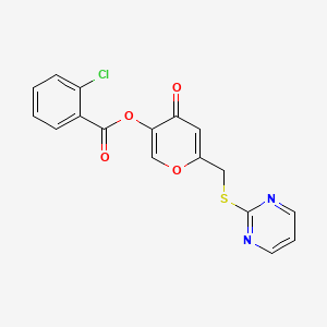 [4-Oxo-6-(pyrimidin-2-ylsulfanylmethyl)pyran-3-yl] 2-chlorobenzoate