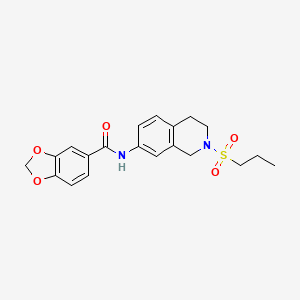 molecular formula C20H22N2O5S B2461981 N-(2-(propylsulfonyl)-1,2,3,4-tetrahydroisoquinolin-7-yl)benzo[d][1,3]dioxole-5-carboxamide CAS No. 954663-68-4