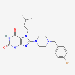 8-(4-(4-bromobenzyl)piperazin-1-yl)-7-isopentyl-3-methyl-1H-purine-2,6(3H,7H)-dione