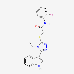 2-((4-ethyl-5-(1H-indol-3-yl)-4H-1,2,4-triazol-3-yl)thio)-N-(2-fluorophenyl)acetamide
