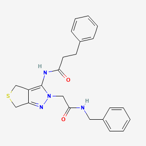 N-(2-(2-(benzylamino)-2-oxoethyl)-4,6-dihydro-2H-thieno[3,4-c]pyrazol-3-yl)-3-phenylpropanamide