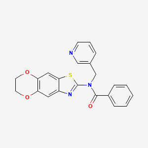 molecular formula C22H17N3O3S B2462007 N-(6,7-dihydro-[1,4]dioxino[2,3-f][1,3]benzothiazol-2-yl)-N-(pyridin-3-ylmethyl)benzamide CAS No. 895022-16-9