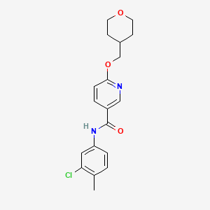 molecular formula C19H21ClN2O3 B2462034 N-(3-chloro-4-methylphenyl)-6-((tetrahydro-2H-pyran-4-yl)methoxy)nicotinamide CAS No. 2034278-55-0