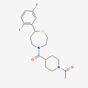 molecular formula C19H24F2N2O2S B2462052 1-(4-(7-(2,5-二氟苯基)-1,4-噻吩并[1,4]噁嗪-4-羰基)哌啶-1-基)乙酮 CAS No. 1706091-48-6
