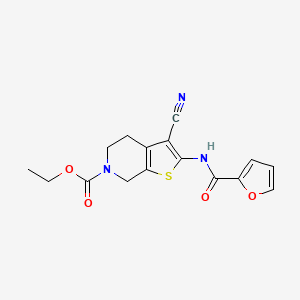 molecular formula C16H15N3O4S B2462054 ethyl 3-cyano-2-(furan-2-amido)-4H,5H,6H,7H-thieno[2,3-c]pyridine-6-carboxylate CAS No. 920427-57-2