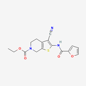 molecular formula C16H15N3O4S B2462054 ethyl 3-cyano-2-(furan-2-carbonylamino)-5,7-dihydro-4H-thieno[2,3-c]pyridine-6-carboxylate CAS No. 920427-57-2