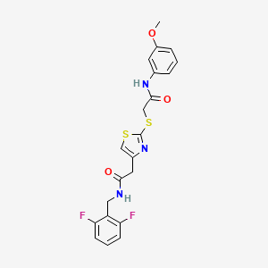 molecular formula C21H19F2N3O3S2 B2462055 N-(2,6-difluorobenzyl)-2-(2-((2-((3-methoxyphenyl)amino)-2-oxoethyl)thio)thiazol-4-yl)acetamide CAS No. 941937-97-9