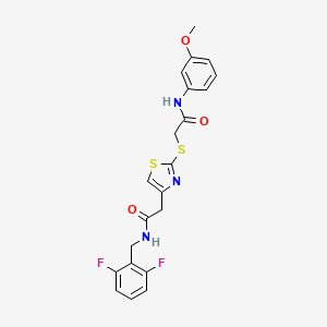 molecular formula C21H19F2N3O3S2 B2462055 N-(2,6-二氟苄基)-2-(2-((2-((3-甲氧基苯基)氨基)-2-氧代乙基)硫)噻唑-4-基)乙酰胺 CAS No. 941937-97-9