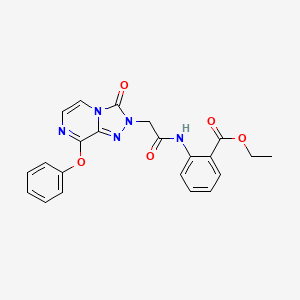 molecular formula C22H19N5O5 B2462058 ethyl 2-(2-{3-oxo-8-phenoxy-2H,3H-[1,2,4]triazolo[4,3-a]pyrazin-2-yl}acetamido)benzoate CAS No. 1216876-07-1