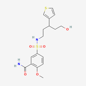 molecular formula C17H22N2O5S2 B2462059 5-(N-(5-hydroxy-3-(thiophen-3-yl)pentyl)sulfamoyl)-2-methoxybenzamide CAS No. 2034564-45-7
