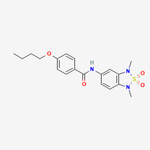 molecular formula C19H23N3O4S B2462062 4-丁氧基-N-(1,3-二甲基-2,2-二氧代-1,3-二氢苯并[c][1,2,5]噻二唑-5-基)苯甲酰胺 CAS No. 2034402-42-9