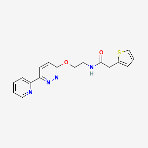 molecular formula C17H16N4O2S B2462070 N-(2-((6-(吡啶-2-基)吡啶并[3,2-d]嘧啶-3-基)氧基)乙基)-2-(噻吩-2-基)乙酰胺 CAS No. 1257553-55-1