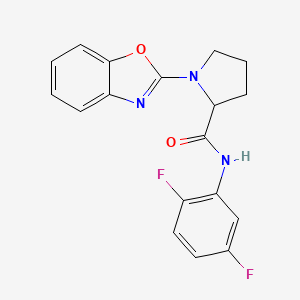 molecular formula C18H15F2N3O2 B2462071 1-(benzo[d]oxazol-2-yl)-N-(2,5-difluorophenyl)pyrrolidine-2-carboxamide CAS No. 1796885-97-6