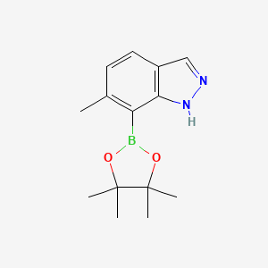 molecular formula C14H19BN2O2 B2462073 6-甲基-7-(4,4,5,5-四甲基-1,3,2-二氧杂硼杂环戊烷-2-基)-1H-吲唑 CAS No. 2241721-69-5