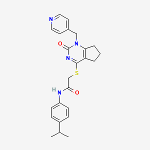 molecular formula C24H26N4O2S B2462074 N-(4-isopropylphenyl)-2-((2-oxo-1-(pyridin-4-ylmethyl)-2,5,6,7-tetrahydro-1H-cyclopenta[d]pyrimidin-4-yl)thio)acetamide CAS No. 1115297-60-3