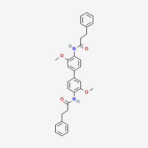 molecular formula C32H32N2O4 B2462077 N-[3,3'-dimethoxy-4'-(3-phenylpropanamido)-[1,1'-biphenyl]-4-yl]-3-phenylpropanamide CAS No. 477545-48-5