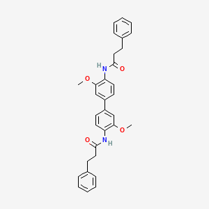 molecular formula C32H32N2O4 B2462077 N-[2-methoxy-4-[3-methoxy-4-(3-phenylpropanoylamino)phenyl]phenyl]-3-phenylpropanamide CAS No. 477545-48-5