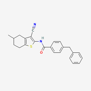 molecular formula C24H22N2OS B2462082 4-benzyl-N-(3-cyano-5-methyl-4,5,6,7-tetrahydro-1-benzothiophen-2-yl)benzamide CAS No. 476284-81-8