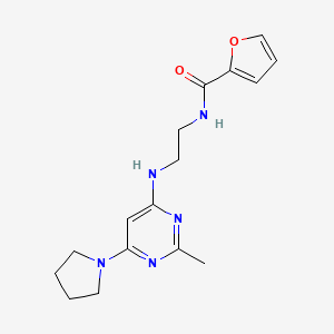 molecular formula C16H21N5O2 B2462103 N-(2-((2-methyl-6-(pyrrolidin-1-yl)pyrimidin-4-yl)amino)ethyl)furan-2-carboxamide CAS No. 1203088-02-1