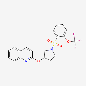 molecular formula C20H17F3N2O4S B2462129 2-((1-((2-(Trifluoromethoxy)phenyl)sulfonyl)pyrrolidin-3-yl)oxy)quinoline CAS No. 2034248-93-4