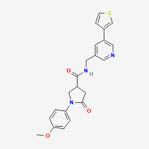 molecular formula C22H21N3O3S B2462130 1-(4-methoxyphenyl)-5-oxo-N-((5-(thiophen-3-yl)pyridin-3-yl)methyl)pyrrolidine-3-carboxamide CAS No. 1798539-36-2
