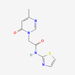 molecular formula C10H10N4O2S B2462133 2-(4-methyl-6-oxopyrimidin-1(6H)-yl)-N-(thiazol-2-yl)acetamide CAS No. 1203051-80-2