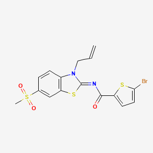 molecular formula C16H13BrN2O3S3 B2462138 (Z)-N-(3-烯丙基-6-(甲磺基)苯并[2,3-d]噻唑-2(3H)-基亚乙烯)-5-溴噻吩-2-甲酰胺 CAS No. 865175-54-8